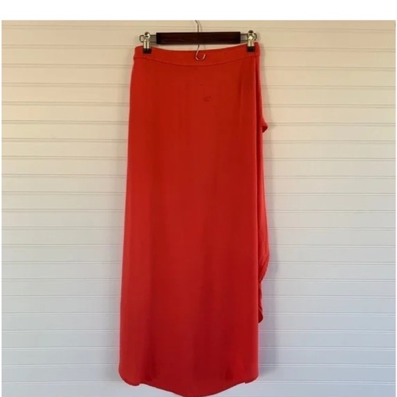 Forever 21 Orange Red Maxi Wrap Skirt - Picture 2 of 9